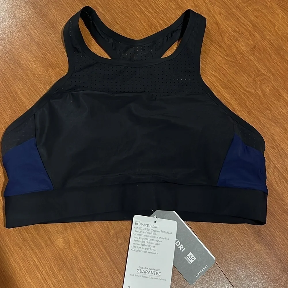 NWT Athleta Bonaire Bikini Top Navy/Black Size Small.